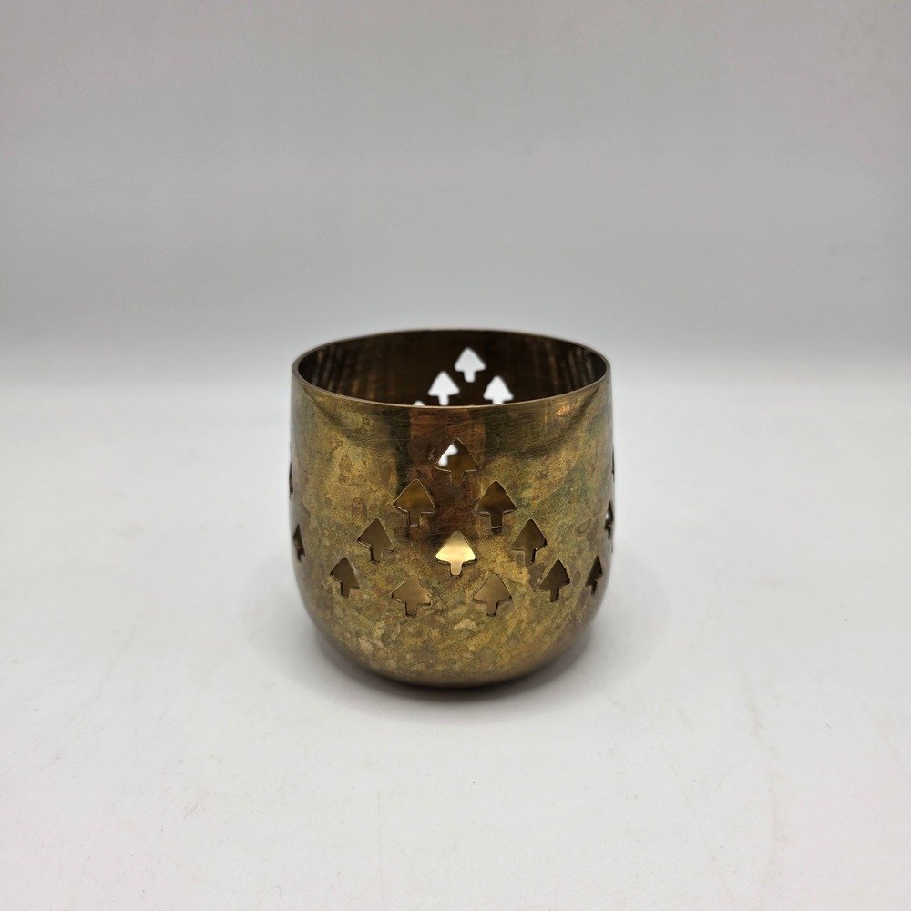 Vintage Gatco Brass Votive Candle Holder Cutout Design Made In India Boho Decor